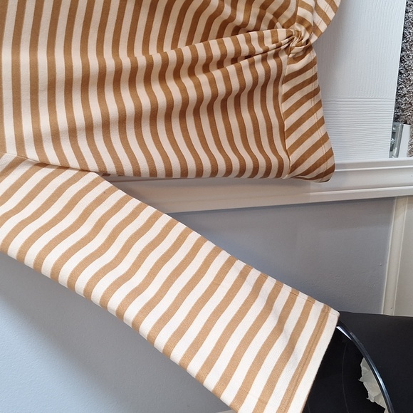 Cream and tan striped shirt with twist front - Picture 4 of 7